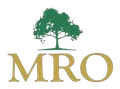 MRO Landscaping logo: green tree over gold MRO wordmark